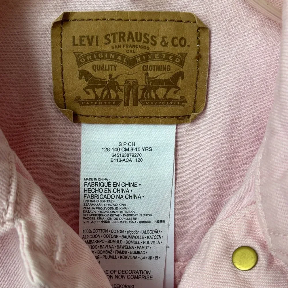 Levi's Kids Light Pink Jean denim Jacket Classic girls coat size small 8/10 EUC